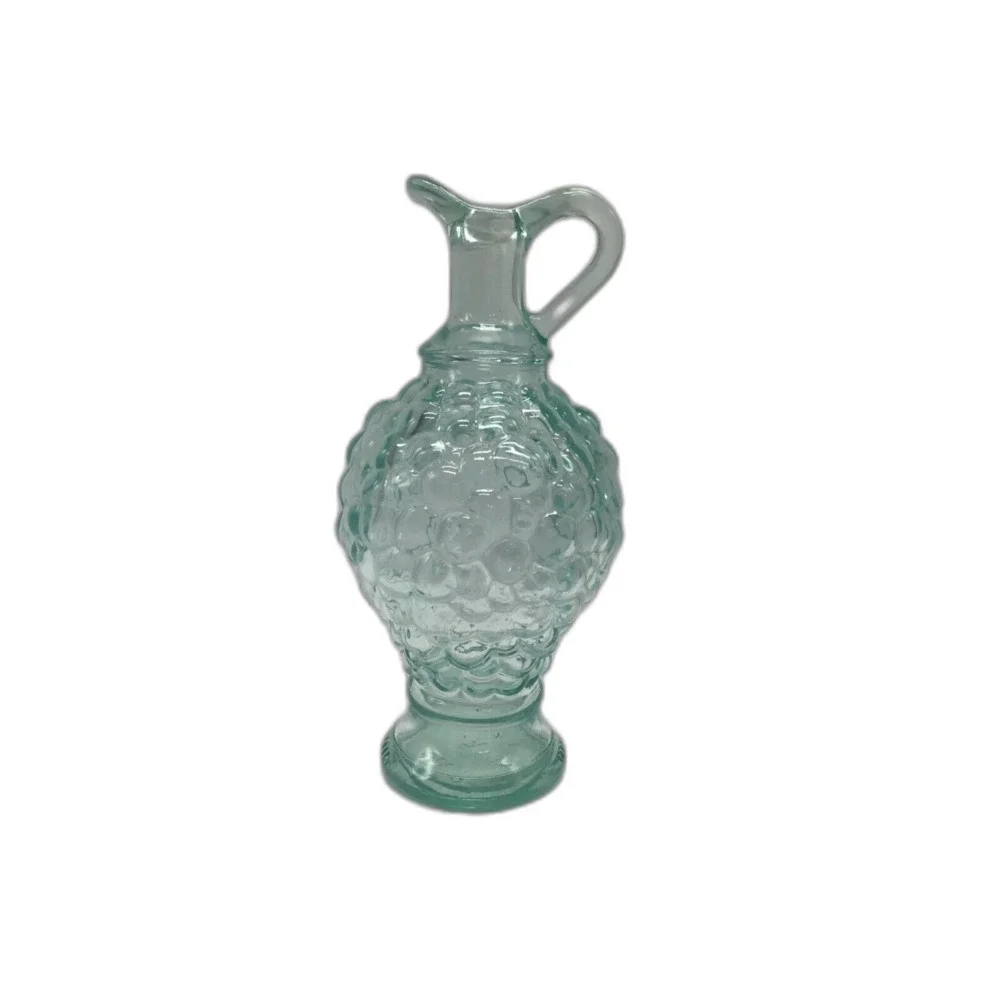 Vintage Pinord Green Glass Embossed Grape Decanter Bottle Carafe Cruet Italy